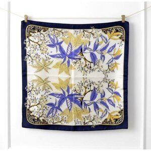 ⭐New Elegant Nautical Silky Square Scarf Bandana Luxury Scarf Blue Beige Soft⭐